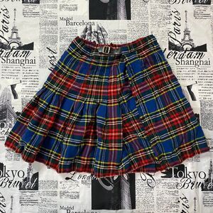Smith's Bermuda Women's tartan plaid pleated miniskirt kilt wool vintage 70s
